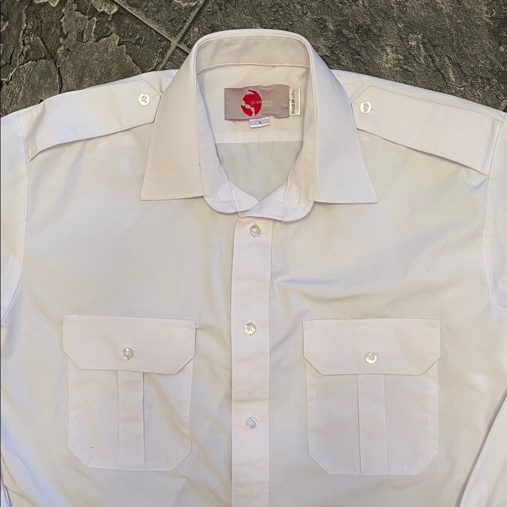 SCORPION APPAREL White Men's Button-up Uniform Style Motorcycle Shirt